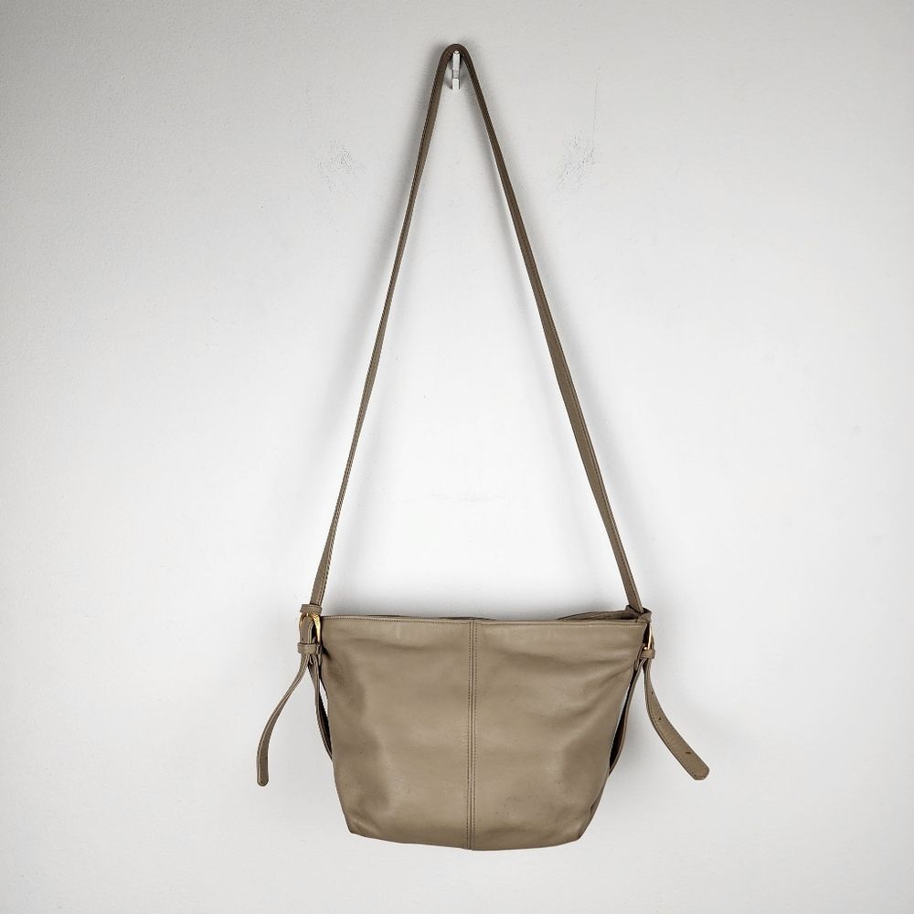 Stone Mountain Beige Tan Leather Slouch Shoulder Bag Purse Hobo Crossbody - Picture 10 of 16